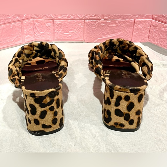 🛍️COMESHUN Womens leopard print heeled open Square Toe slides size5 1/2 (36)NEW - Picture 5 of 9